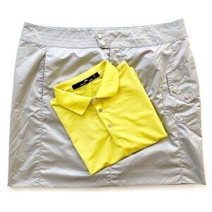 BUNDLE RLX Ralph Lauren Golf Neon Yellow Polo & Silver Skort Set Size M & 8